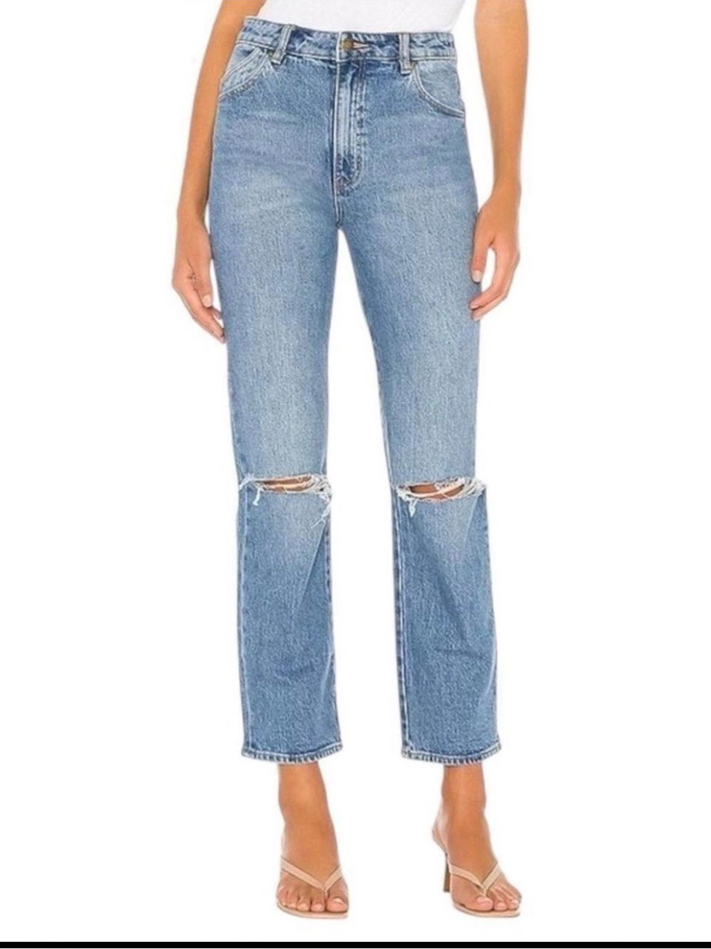 ROLLA’S High-Rise Straight Leg Distressed Jeans Size 25 Organic Cotton